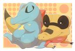  closed_eyes fangs kusattemo lying no_humans pokemon pokemon_(creature) pokemon_(game) pokemon_black_and_white pokemon_bw sandile sleeping smile totodile 