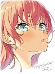  1girl absurdres bang_dream! blue_eyes blush character_name dated hair_between_eyes happy_birthday head_tilt highres long_hair nobusawa_osamu open_mouth portrait redhead sketch solo straight_hair tamade_chiyu white_background 