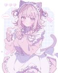  1girl alternate_costume animal_ears breasts cat_ears danganronpa_(series) danganronpa_2:_goodbye_despair enmaided flipped_hair galaga hair_ornament heart heart_hands highres long_sleeves looking_at_viewer maid maid_headdress medium_hair nanami_chiaki pote_(pote_39) skirt solo 