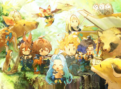  3girls 5boys ahoge animal_ears bandaged_head bandages bird blonde_hair blue_hair brown_hair cassius_(granblue_fantasy) closed_eyes deer dress extra_ears flying_squirrel forest formal fox galleon_(granblue_fantasy) granblue_fantasy harp horns instrument long_hair lyria_(granblue_fantasy) messy_hair minimized multiple_boys multiple_girls nature open_mouth orchestra orologia_(male) otter owl piano raccoon seofon_(granblue_fantasy) shaodw22 short_hair small_dragon smile spiky_hair squirrel trumpet very_long_hair violin vyrn_(granblue_fantasy) white_hair yuni_(granblue_fantasy) 