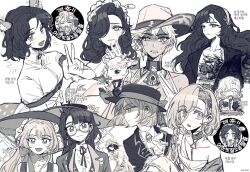  37_(reverse:1999) 6+girls :d :o =_= alternate_hair_length alternate_hairstyle ancient_greek_clothes animal_ears animal_head argus_(reverse:1999) barbara_(reverse:1999) bare_shoulders blonney blunt_ends boater_hat bow chibi chibi_inset chin_strap clenched_teeth closed_eyes closed_mouth coat collared_shirt comb cowboy_hat crying deer_ears deer_girl dress ear_tag feather_dress feather_hair_ornament feathers fur-trimmed_coat fur_trim glasses gloves greco-roman_clothes greyscale hair_between_eyes hair_ornament hair_over_one_eye hand_on_own_head hand_up hands_up hat heterochromia highres holding holding_comb isolde_(reverse:1999) jacket jessica_(reverse:1999) kakania_(reverse:1999) kim_8thhh korean_text looking_at_viewer maid_headdress monochrome multiple_girls neck_ribbon one_eye_covered open_mouth profile reverse:1999 ribbon round_eyewear scar scar_across_eye schneider_(reverse:1999) sheep_girl sheep_head shirt short_hair smile sophia_(reverse:1999) sotheby sparkle speech_bubble streaming_tears sun_hat sweat tank_top tears teeth toga translation_request tuesday_(reverse:1999) upper_body v vertin_(reverse:1999) wavy_hair white_background windsong_(reverse:1999) 