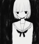  1girl black_background dot_mouth empty_eyes expressionless greyscale highres jitome looking_at_viewer monochrome neckerchief noroi_(rnatataki) original school_uniform serafuku short_hair simple_background solo upper_body 