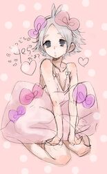  bow eyebrows fubuki_shirou inazuma_eleven lalamix pajamas pillow thigh-highs thighhighs trap white_hair 