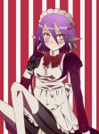  android_(sekaiju) blush frown maid maid_headdress olympia purple_hair ribbon robot sekaiju_no_meikyuu sekaiju_no_meikyuu_3 short_hair tomoeda_(pixiv289624) yellow_eyes 