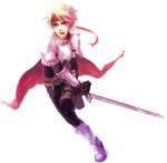  angry armor belt blonde_hair cape cless_alvein gloves headband jammyjam male simple_background solo sword tales_of_(series) tales_of_phantasia weapon white_background 