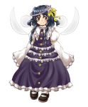  blue_hair braid dress fairy fairy_wars flower hair_flower hair_ornament hirasaka_makoto_(style) jyuri_otoko long_hair mary_janes original parody shoes style_parody sugar_satellite sugar_sattelite touhou twin_braids wings 