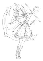  guilty_gear lineart may_(guilty_gear) monochrome murasa_minamitsu parody style_parody touhou yuukou 