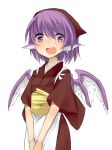  apron mikan_(ama_no_hakoniwa) mystia_lorelei open_mouth purple_hair solo tasuki touhou wings 