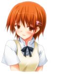  hair_ornament hairpin imo-san inami_mahiru orange_hair short_hair simple_background solo tears waitress working!! 