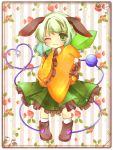  andante78 bunny_ears food fruit green_eyes green_hair kemonomimi_mode komeiji_koishi kureha_goya rabbit_ears smile solo strawberry touhou wink 