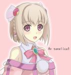 ar_tonelico_iii bad_id blonde_hair braid gust hair_ornament open_mouth pink_eyes saki_(ar_tonelico) short_hair simple_background solo twin_braids 
