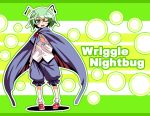  cape character_name green_eyes green_hair kumadano short_hair solo touhou white_shirt wink wriggle_nightbug 