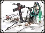  cable calne_ca checkered checkered_floor chibi_karu-san claws cosplay creepy cross deino gears green_hair hatsune_miku hatsune_miku_(cosplay) karune_cl maeda_koutarou original skull vocaloid 