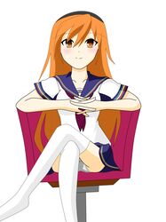 1girl beatmania blue_sailor_collar orange_eyes orange_hair umegiri_hifumi umegiri_iroha