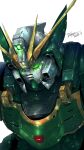 altron_gundam commentary dated denjyou23 glowing glowing_eyes green_eyes gundam gundam_wing gundam_wing_endless_waltz highres mecha mecha_focus mobile_suit no_humans portrait robot science_fiction signature simple_background solo v-fin white_background 