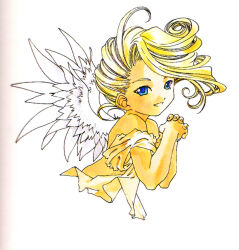  aa_megami-sama angel angel_wings bandeau blonde_hair blue_eyes fujishima_kousuke holy_bell non-web_source official_art own_hands_clasped own_hands_together smile white_wings wings 