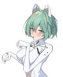1girl admiral_nakhimov_(azur_lane) animal_ears azur_lane cat_pose short_hair tongue tongue_out