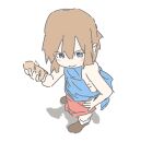  blue_shirt brown_hair hamachi_(galileo0309) highres original raifan_(fugo) red_shorts shadow shirt short_hair shorts simple_background sketch solo white_background 