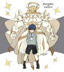  1boy 1other amaterasu_(mythology) black_hair child glasses kaworu_(kaw_lov) monster original 