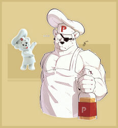  ... 1boy animal_ears apron artist_logo bear_boy bear_ears belly bread character_request chef_hat claws closed_mouth clothed_animal copyright_request dated english_commentary eyepatch food fortnite furry furry_male hat highres holding hypnof0xx loaf_of_bread logo male_focus muscular muscular_male naked_apron osito_bimbo pectorals polar_patroller_(fortnite) sweatdrop white_apron white_fur 