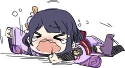  >_< 1girl crying genshin_impact long_hair open_mouth raiden_shogun sesield 