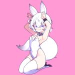  1girl animal_ears cross_(vgne4542) fox_ears fox_tail high_heels highres phase_connect short_hair simple_background solo tail tenma_maemi violet_eyes white_hair 