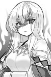  1girl bare_shoulders circlet commentary_request corruption dark_persona dress fire_emblem fire_emblem:_genealogy_of_the_holy_war glaring greyscale julia_(fire_emblem) julia_(heart_usurped)_(fire_emblem) long_hair looking_at_viewer mind_control monochrome simple_background solo upper_body yukia_(firstaid0) 