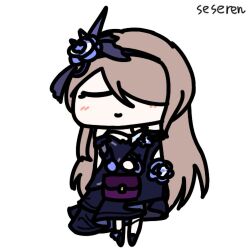 1girl animated_gif bowing formal long_hair nightgown seseren