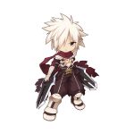 1boy armor armored_boots assassin_cross_(ragnarok_online) black_cape black_pants black_shirt boots cape chibi closed_mouth dagger dual_wielding frown full_body hair_between_eyes hair_over_one_eye holding holding_dagger holding_knife holding_weapon jamadhar knife long_bangs male_focus official_art pants pauldrons ragnarok_online red_eyes red_scarf scarf shirt short_hair shoulder_armor simple_background skull solo spiky_hair standing tachi-e torn_cape torn_clothes torn_scarf transparent_background v-shaped_eyebrows vambraces waist_cape weapon white_hair yuichirou 