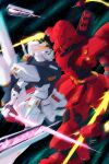  absurdres beam_saber char&#039;s_counterattack energy_gun fighting fin_funnels funnels_(gundam) gundam highres mecha mobile_suit nu_gundam rideth_mochi robot sazabi science_fiction space v-fin weapon 