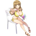 ayato_utae bikini blonde_hair chair cleavage dolphin_wave food large_breasts offering_food official_art shaved_ice sitting