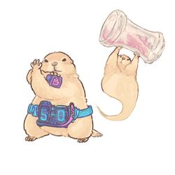  animal_focus body_fur brown_fur commentary_request full_body ghost henshin_pose holding kamen_rider kamen_rider_revice prairie_dog py0wwk revice_driver rider_belt simple_background vistamp white_background 