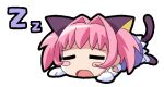  1girl animal_ears animated animated_gif blush_stickers cat_ears cat_girl cat_tail chibi closed_eyes colinarmis dress full_body gloves hair_intakes looping_animation lying miracle-chan on_stomach original pink_hair purple_dress sleeping solo tail twintails white_gloves zzz 