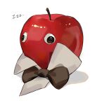  absurdres apple apple_(reverse:1999) bow bowtie crrn english_commentary food fruit googly_eyes highres no_humans object_focus reverse:1999 simple_background solo white_background zzz 
