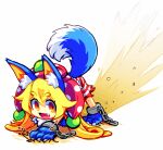  1girl animal_ears animated animated_gif blonde_hair blush chibi clownpiece digging fang kemonomimi_mode long_hair looking_at_viewer open_mouth ranka_(tonbo) red_eyes smile solo tail touhou wolf_ears wolf_girl wolf_tail 