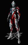  1boy 3ok alternate_universe armor bodysuit color_timer dorsal_fin elbow_spikes full_body gauntlets gloves glowing glowing_eyes highres leg_armor open_hands power_armor power_gloves science_fiction silver_bodysuit solo standing tokusatsu ultra_series ultraman_(hero&#039;s_comics) ultraman_arc_(character) ultraman_arc_(series) ultraman_suit yellow_eyes 