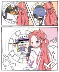  &gt;_&lt; 1girl 6+others :d absurdres arcade_cabinet black_gloves blue_archive blue_eyes blush bow braid coat commentary_request embarrassed forehead gloves hair_bow hair_ribbon halo highres hood hooded_coat long_hair long_sleeves looking_at_viewer maimai_(game) multiple_others parted_bangs playing_games redhead ribbon school_uniform sidelocks single_braid smile solo_focus spoken_expression sweatdrop tearing_up white_coat wjddn xd yuzu_(blue_archive) 