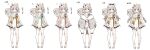  1girl ahoge animal_ear_fluff animal_ears ankle_socks arin_(fanfan013) asymmetrical_legwear bare_arms bare_shoulders black_bow black_choker blue_eyes bow braid bridal_garter brown_hair brown_poncho chinese_commentary chinese_text choker closed_mouth commentary_request double_bun dress eyelashes flower footwear_flower frilled_choker frills full_body fur-trimmed_poncho gradient_hair hair_bow hair_bun hair_flower hair_ornament highres leg_ribbon light_blush long_hair looking_at_viewer low_twintails mismatched_legwear multicolored_hair original pom_pom_(clothes) pom_pom_hair_ornament red_bow reference_sheet ribbon shoes short_dress short_hair side_braids simple_background single_sock single_thighhigh sleeveless sleeveless_dress smile socks squirrel_ears squirrel_tail standing straight-on tail thigh-highs translation_request twintails variations white_background white_bow white_dress white_flower white_footwear white_ribbon white_socks white_thighhighs 