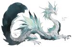  alternate_color animal_focus blue_tongue claws colored_tongue dragon fins from_side full_body head_fins highres kamikiririp mizutsune monster_hunter_(series) no_humans open_mouth profile sharp_teeth signature simple_background solo tail teeth twitter_username white_background 