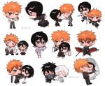  &gt;:) 1boy 1girl ;( ^_^ absurdres bandaid bandaid_on_face bankai black_hair black_kimono black_pants black_suit bleach bleach:_epilogue bleach:_sennen_kessen-hen blush_stickers bow bowtie bridal_veil brown_eyes carrying carrying_person chibi chibi_only closed_eyes closed_mouth collared_shirt commentary_request detached_sleeves double-parted_bangs dress earphones eye_contact facing_another fingerless_gloves floating_clothes frown gloves grey_pants grey_skirt gwao_(_ul_13) hair_between_eyes hakka_no_togame_(bankai) hand_in_pocket happy highres holding holding_hands holding_sword holding_weapon japanese_clothes katana kimono korean_commentary kuchiki_rukia kurosaki_ichigo long_dress long_hair long_sleeves looking_at_another looking_at_viewer looking_down medium_hair miniskirt mugetsu_form_(bleach) multiple_views open_mouth orange_hair pants pleated_skirt princess_carry red_bow red_bowtie red_gloves school_uniform shared_earphones shirt short_hair short_sleeves side-by-side simple_background skirt smile spiky_hair squatting standing straight_hair suit sweatdrop sword tabi tensa_zangetsu_(bankai) twitter_username v-shaped_eyebrows veil violet_eyes weapon wedding wedding_dress white_background white_dress white_hair white_shirt wide_sleeves zangetsu_(shikai) 