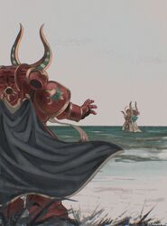  2boys ahzek_ahriman magnus_the_red primarch red_armor thousand_sons warhammer_40k 