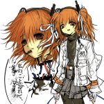  1girl a.i._voice adachi_rei black_shirt cable computer_chip gloves hair_ornament hair_ribbon hairclip headlamp headset highres inferno_030 jacket kikaijima_(utau) long_sleeves looking_at_viewer medium_hair one_side_up open_clothes open_jacket orange_eyes orange_hair radio_antenna ribbon shirt skirt solo turtleneck utau white_gloves white_jacket white_ribbon 