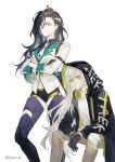  2girls aek-999_(babe_driver)_(girls&#039;_frontline) aek-999_(girls&#039;_frontline) black_gloves black_hair black_shirt brown_pants closed_mouth collared_shirt cowboy_shot crossed_arms girls_frontline gloves green_eyes hair_ornament headphones headphones_around_neck hei_chuan_gui highres hood hooded_jacket jacket long_hair looking_at_viewer mole mole_under_eye multiple_girls navel necktie official_alternate_costume pants parted_lips python_(girls&#039;_frontline) shirt simple_background sitting smile standing teeth twitter_username white_background white_hair white_jacket white_necktie white_shirt yellow_eyes 