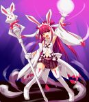 1girl beatmania magic magical_girl rabbit_ears rabbit_ears red_dress red_eyes redbead redhead umegiri_ameto white_dress