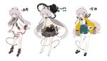 1girl 2021 animal_ear_fluff animal_ears ankle_socks antenna_hair anthony_(madoka_magica) arin_(fanfan013) ascot bag bandaged_leg bandages bare_legs bare_shoulders barefoot belt belt_collar black_ascot black_belt black_bloomers black_bow black_flower black_footwear black_hat black_horns black_ribbon black_skirt black_socks black_tail black_wrist_cuffs bloomers blue_skirt bone_print boots bow bowtie brooch brown_belt brown_bow brown_bowtie brown_footwear cat_ears cat_girl character_bag chinese_text closed_mouth collar collared_shirt dagger demon_horns demon_tail detached_collar dress eyelashes flower flower_brooch footwear_flower frilled_hat frills full_body grey_hair hair_between_eyes hair_bow hair_ornament hairclip hat hat_ribbon horns infinity_symbol jacket jewelry knife light_blush long_hair long_sleeves looking_at_viewer low_twintails mahou_shoujo_madoka_magica mahou_shoujo_madoka_magica_(anime) mary_janes miniskirt open_clothes open_jacket orange_bow orange_ribbon original pantyhose pink_eyes pleated_skirt pom_pom_(clothes) puffy_long_sleeves puffy_sleeves red_flower red_rose ribbon rose see-through see-through_skirt shirt shoes short_dress shoulder_bag sidelocks simple_background skirt sleeves_past_wrists small_horns smile socks strapless strapless_shirt striped_bow striped_bowtie striped_clothes striped_headwear tail thigh_belt thigh_strap translation_request twintails variations very_long_hair waist_bow waist_ribbon weapon white_background white_bloomers white_collar white_dress white_pantyhose white_ribbon white_shirt white_sleeves witch_hat wrist_cuffs wrist_ribbon yellow_jacket yellow_sleeves