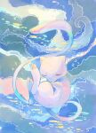  animal_focus blue_sky closed_eyes closed_mouth clouds cloudy_sky fetal_position floating full_body highres knee_to_chest mew_(pokemon) no_humans outdoors pokemon pokemon_(creature) sky solo star_(symbol) volpecorvo 