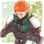  1boy 1other armor black_cat black_fur cat fire_emblem fire_emblem:_three_houses fire_emblem_warriors:_three_hopes highres looking_at_another red_eyes redhead spiky_hair sylvain_jose_gautier waniya 