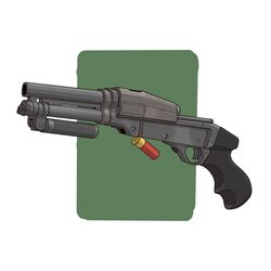  ammunition artistic_error commentary english_commentary gun hat_legs highres no_humans original serbu_super-shorty shotgun shotgun_shell simple_background sjogren_inertia_shotgun weapon weapon_focus 