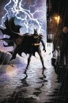  1boy artist_name batman batman_(series) bodysuit cape city comic_cover commentary dc_comics english_commentary full_body highres jorgejimenezart looking_at_viewer male_focus mask muscular muscular_male official_art outdoors rain solo standing superhero_costume western_comics_(style) 