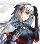  1girl armor armored_dress banner black_gloves blonde_hair breasts chain elbow_gloves fate/grand_order fate_(series) faulds fur-trimmed_legwear fur_trim gauntlets gloves headpiece highres jeanne_d&#039;arc_alter_(avenger)_(fate) jeanne_d&#039;arc_alter_(avenger)_(third_ascension)_(fate) jeanne_d&#039;arc_alter_(fate) large_breasts long_hair looking_at_viewer neko-hime_(neko-hime) solo very_long_hair yellow_eyes 